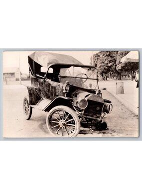 Antique Model T Ford Car Wreck RPPC Postcard Eastern Illustrating Belfast Maine